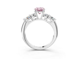 White gold Fancy Pink Oval  Cut Five-Stone Prong Set Diamond Ring with Classic Band_35