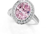 White gold Fancy Pink Oval Cut Halo Bezel Diamond Pave Band Ring_1