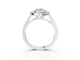 White gold Fancy Pink Oval Cut Halo Bezel Diamond Pave Band Ring_3