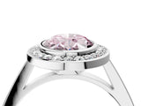 White gold Fancy Pink Oval Cut Halo Bezel Diamond Pave Band Ring_4