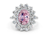 White gold Fancy Pink Oval Cut Halo Cluster Diamond Ring with Pave Band and Four-Prong Setting_12