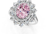 White gold Fancy Pink Oval Cut Halo Cluster Diamond Ring with Pave Band and Four-Prong Setting_13