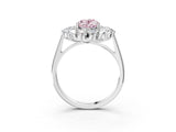 White gold Fancy Pink Oval Cut Halo Cluster Diamond Ring with Pave Band and Four-Prong Setting_15