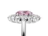 White gold Fancy Pink Oval Cut Halo Cluster Diamond Ring with Pave Band and Four-Prong Setting_17