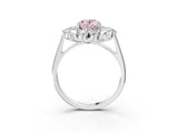 White gold Fancy Pink Oval Cut Halo Cluster Diamond Ring with Pave Band and Four-Prong Setting_3