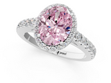 White gold Fancy Pink Oval  Cut Halo Diamond Engagement Ring with Pave Band and Four-Prong Setting_30