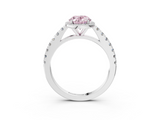 White gold Fancy Pink Oval  Cut Halo Diamond Engagement Ring with Pave Band and Four-Prong Setting_31