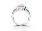 White gold Fancy Pink Oval Cut Halo Diamond Engagement Ring with Pave Split Shank and Four-Prong Setting_3