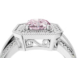 White gold Fancy Pink Oval Cut Halo Diamond Engagement Ring with Pave Split Shank and Four-Prong Setting_4
