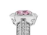 White gold Fancy Pink Oval Cut Halo Diamond Engagement Ring with Pave Split Shank and Four-Prong Setting_5