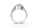 White gold Fancy Pink Oval Cut Halo Diamond Engagement Ring with Split Shank Band and Four-Prong Setting_15