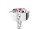 White gold Fancy Pink Oval Cut Halo Diamond Engagement Ring with Split Shank Band and Four-Prong Setting_17