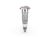 White gold Fancy Pink Oval  Cut Halo Diamond Engagement Ring with Split Shank and Four-Prong Setting_22