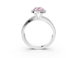 White gold Fancy Pink Oval  Cut Halo Diamond Engagement Ring with Split Shank and Four-Prong Setting_23