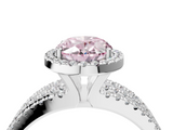 White gold Fancy Pink Oval  Cut Halo Diamond Engagement Ring with Split Shank and Four-Prong Setting_24
