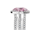 White gold Fancy Pink Oval  Cut Halo Diamond Engagement Ring with Split Shank and Four-Prong Setting_25