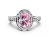 White gold Fancy Pink Oval  Cut Halo Diamond Pave Band Ring with Four-Prong Setting_30