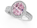 White gold Fancy Pink Oval  Cut Halo Diamond Pave Band Ring with Four-Prong Setting_31