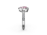 White gold Fancy Pink Oval  Cut Halo Diamond Pave Band Ring with Four-Prong Setting_32