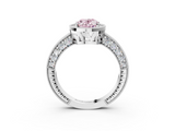 White gold Fancy Pink Oval  Cut Halo Diamond Pave Band Ring with Four-Prong Setting_34