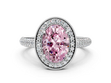 White gold Fancy Pink Oval  Cut Halo Diamond Pave Band with Four-Prong Setting_37