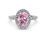 White gold Fancy Pink Oval Cut Halo Diamond Pave Band with Prong Setting_12