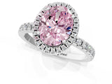 White gold Fancy Pink Oval Cut Halo Diamond Pave Band with Prong Setting_13