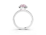 White gold Fancy Pink Oval Cut Halo Diamond Pave Band with Prong Setting_15