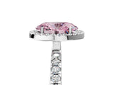 White gold Fancy Pink Oval Cut Halo Diamond Pave Band with Prong Setting_17