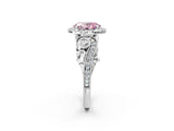 White gold Fancy Pink Oval Cut Halo Diamond Ring with Milgrain and Bezel Accents on a Split Shank Band_14