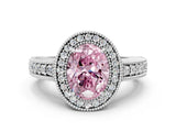 White gold Fancy Pink Oval  Cut Halo Diamond Ring with Pavé Band and Four-Prong Setting_68