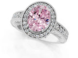 White gold Fancy Pink Oval  Cut Halo Diamond Ring with Pavé Band and Four-Prong Setting_70