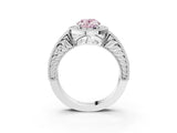 White gold Fancy Pink Oval  Cut Halo Diamond Ring with Pavé Band and Four-Prong Setting_71