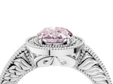 White gold Fancy Pink Oval  Cut Halo Diamond Ring with Pavé Band and Four-Prong Setting_73