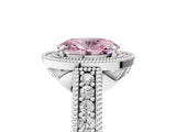 White gold Fancy Pink Oval  Cut Halo Diamond Ring with Pavé Band and Four-Prong Setting_74