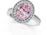 White gold Fancy Pink Oval  Cut Halo Diamond Ring with Pavé Band and Milgrain Prong Setting_32