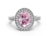 White gold Fancy Pink Oval  Cut Halo Diamond Ring with Pavé Band and Milgrain Prong Setting_32