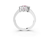 White gold Fancy Pink Oval  Cut Halo Diamond Ring with Pavé Band and Milgrain Prong Setting_34