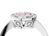 White gold Fancy Pink Oval  Cut Halo Diamond Ring with Pavé Band and Milgrain Prong Setting_35