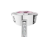 White gold Fancy Pink Oval  Cut Halo Diamond Ring with Pavé Band and Milgrain Prong Setting_37
