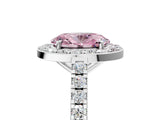 White gold Fancy Pink Oval Cut Halo Diamond Ring with Pavé Band and Three-Prong Setting_17