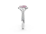White gold Fancy Pink Oval Cut Halo Diamond Ring with Pavé Band_26