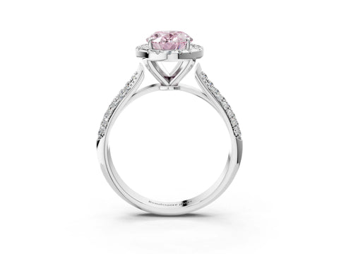 White gold Fancy Pink Oval Cut Halo Diamond Ring with Pavé Band_27