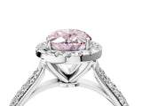 White gold Fancy Pink Oval Cut Halo Diamond Ring with Pavé Band_28