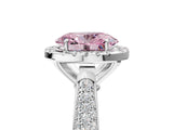 White gold Fancy Pink Oval Cut Halo Diamond Ring with Pavé Band_29