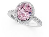 White gold Fancy Pink Oval  Cut Halo Diamond Ring with Pave Band and Four-Prong Setting_25