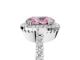 White gold Fancy Pink Oval  Cut Halo Diamond Ring with Pave Band and Four-Prong Setting_29