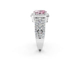 White gold Fancy Pink Oval Cut Halo Diamond Ring with Round  Split Shank and Prong Setting_115