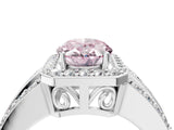 White gold Fancy Pink Oval Cut Halo Diamond Ring with Round  Split Shank and Prong Setting_117