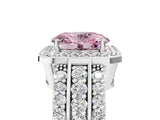 White gold Fancy Pink Oval Cut Halo Diamond Ring with Round  Split Shank and Prong Setting_118